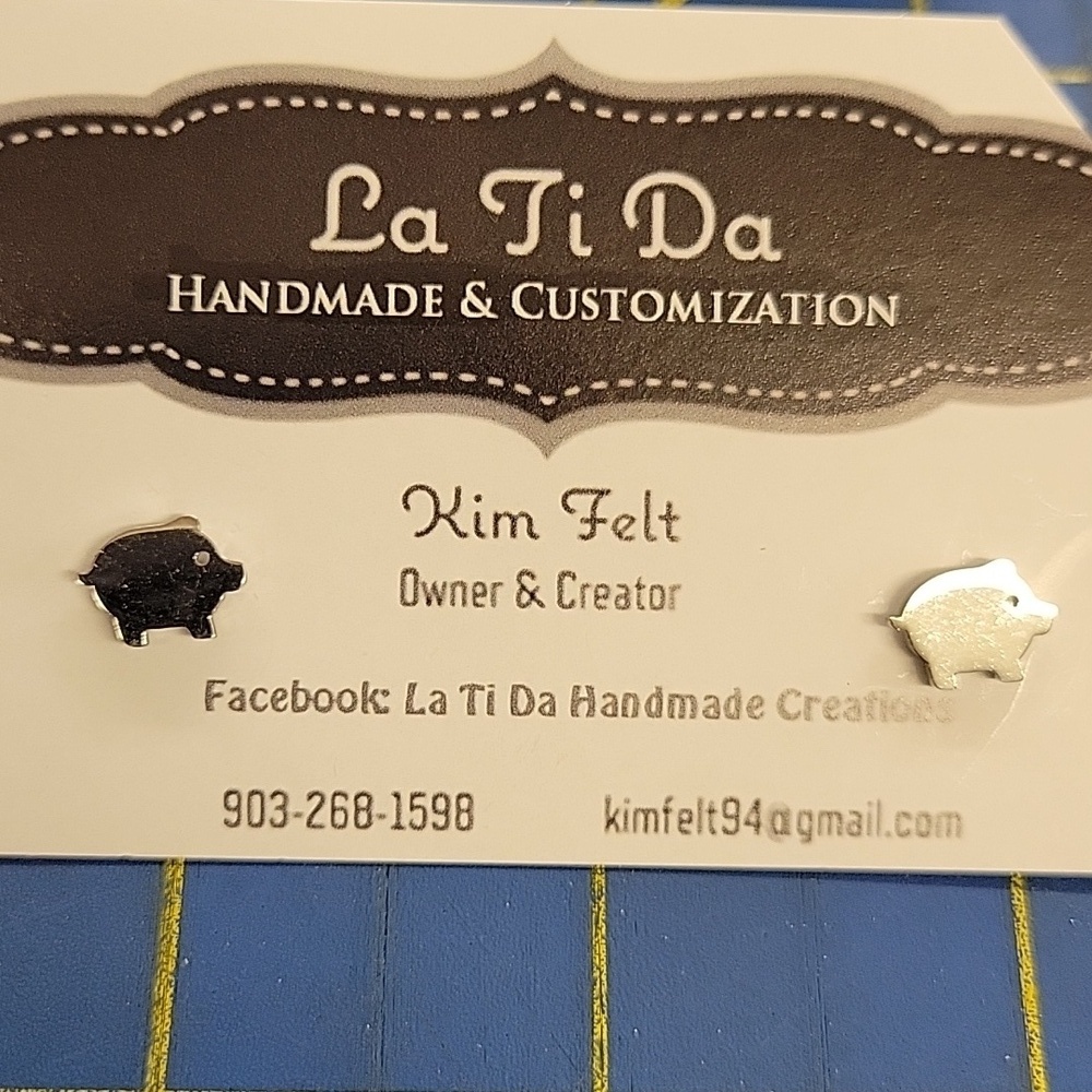 Pig Piggy Silver Tone Earrings